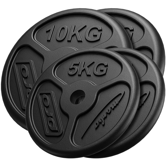 Picture of Čuguna svaru disku plāns komplekts 30 kg / 2 x 10 kg + 2 x 5 kg - Marbo Sport