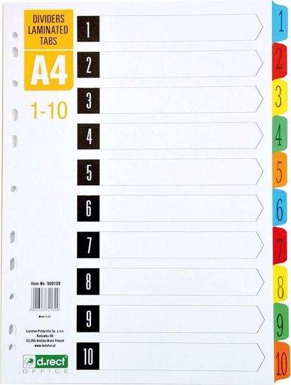Picture of D.Rect Przekadki kartonowe A4 1-10 index laminowany