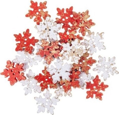 Attēls no Dalprint Drewniane guziki DPCRAFT nieynki 2, 5 cm, 24 szt., czerwone/biae zocone
