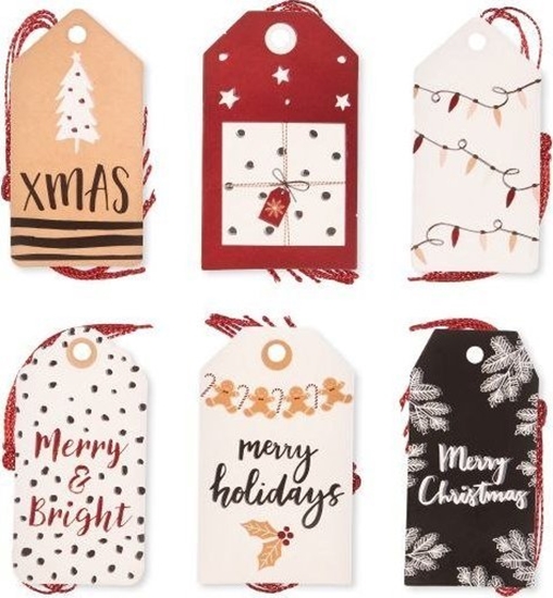 Picture of Dalprint ZAWIESZKI DO PREZENTÓW ZE SZNURKIEM, MERRY HOLIDAYS, 24 SZT.
