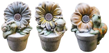 Picture of Dārza dekors Puķu pods ar dzīvnieciņu, ar solāro g