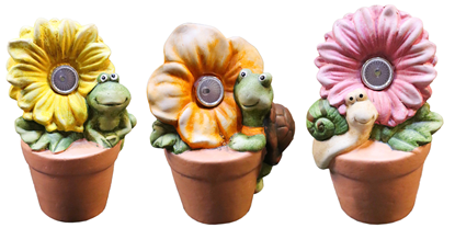 Picture of Dārza dekors Puķu pods ar dzīvnieciņu, ar solāro g