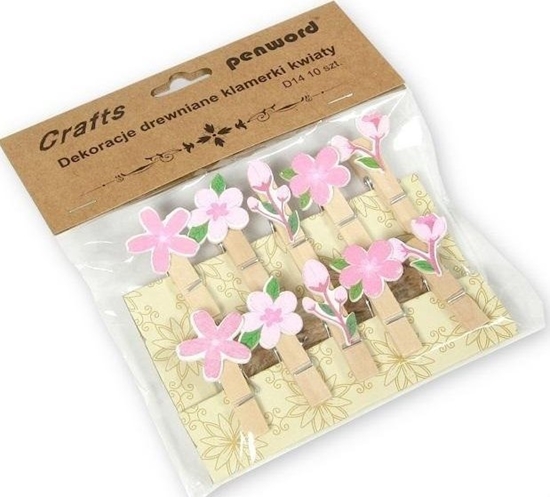 Изображение Dekoracja drewniana klamerki kwiaty 10szt