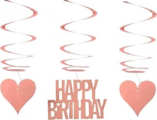 Picture of Dekoracja urodzinowa róowe widerki serca 3szt