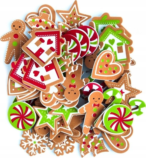 Picture of Dekoracja witeczna BREWIS Naklejki z pianki z nadrukiem pierniczki.. 60szt