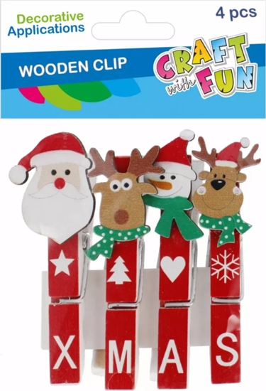 Изображение Dekoracja witeczna Craft with Fun OZDOBA BN KLAMERKI MIX 4SZT/7CM CF PBH 12/144