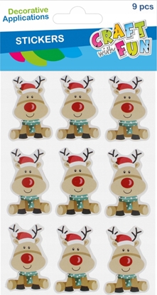 Изображение Dekoracja witeczna Craft with Fun OZDOBA BN NAKLEJKI RENIFER 3D 9SZT CF PBH 12/144