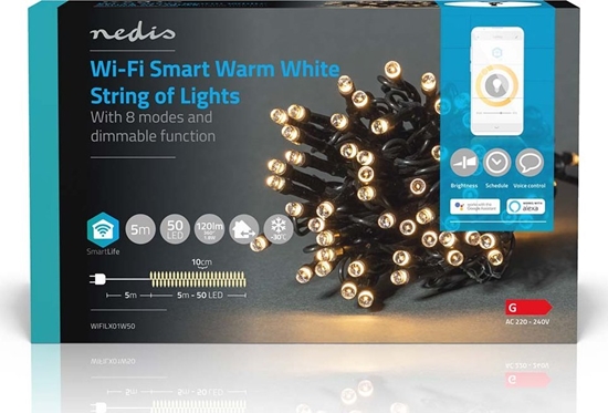 Picture of Dekoracja witeczna Nedis Nedis WIFILX01W50 owietlenie dekoracyjne Lekki acuch do dekoracji Biay 50 lamp(y) LED 1,81 W G