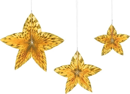 Picture of Dekoracja witeczna PartyDeco Rozety dekoracyjne Gwiazdy, zoty one size