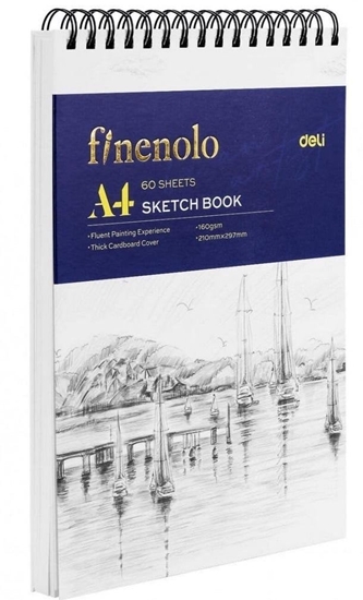 Picture of Deli Szkicownik na spirali poziomej A4/60K biay DELI