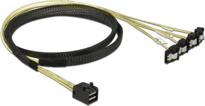 Attēls no Delock Cable Mini SAS HD SFF-8643 > 4 x SATA 7 Pin angled 1 m