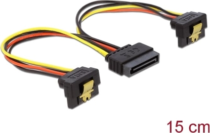 Picture of Barošanas kabelis SATA 15pin > 2x SATA HDD – leņķveida, 15cm