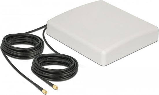 Picture of Delock LTE MIMO Antenna 2 x SMA Plug 8 dBi directional with connection cable RG-58 10 m white outdoor