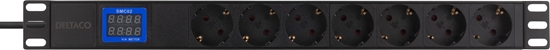 Picture of Deltaco 7-viet 19" galios paskirstymo taisas, 2500W, CEE 7/3, skaitmeninis volt / amper skaitiklis DELTACO juoda / GT-8638