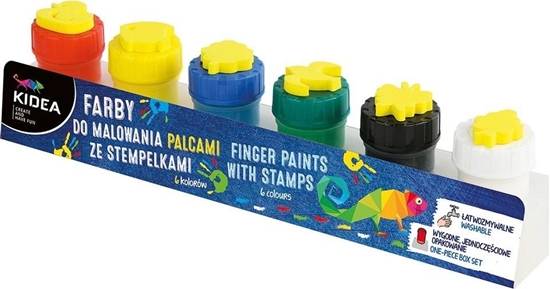 Изображение Derform Farby do malowania palcami ze stemplami 6szt KIDEA
