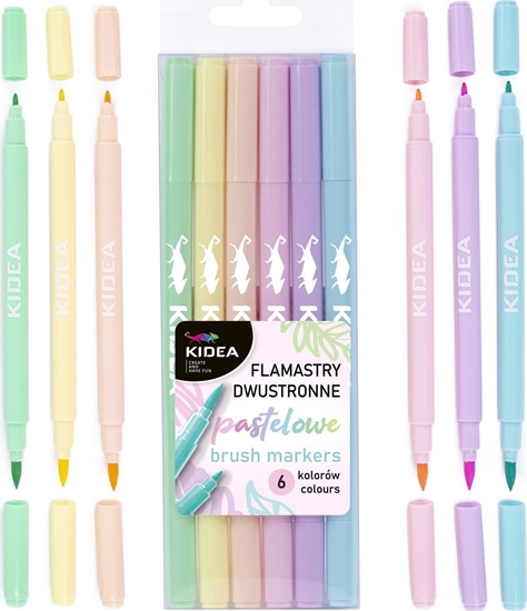 Picture of Derform Flamastry dwustronne pastelowe 6 kolorów KIDEA