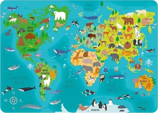 Picture of Derform Podkadka laminowana Mapa wiata Zwierzta DERFORM
