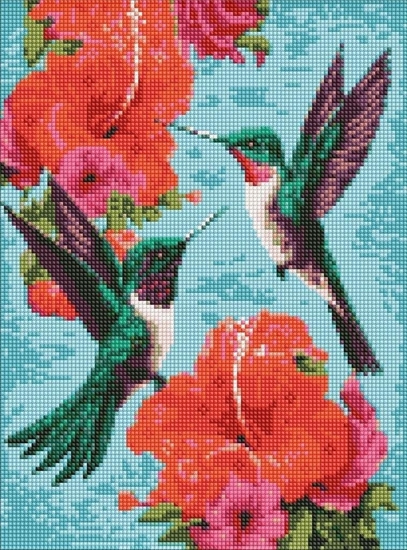 Picture of Diamentowa mozaika - Szmaragdowe kolibry 30x40cm