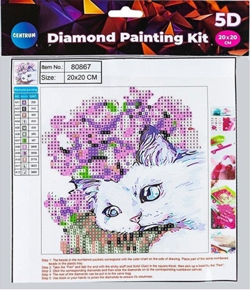 Изображение Diamentowa mozaika 5D - Cat&Flowers 20x20 80867