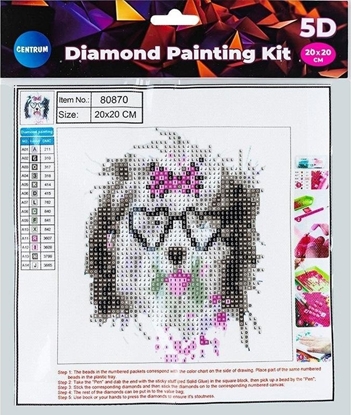 Изображение Diamentowa mozaika 5D - Dog in glasses 20x20 80870