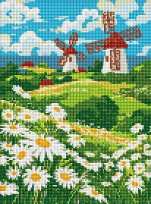 Picture of Diamentowa mozaika bez ramy - Pole stokrotek 30x40