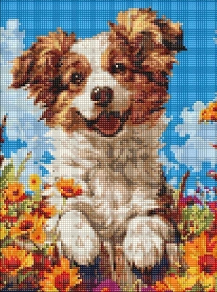 Attēls no Diamentowa mozaika bez ramy -Pies w kwiatach 30x40