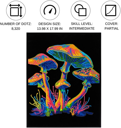 Изображение DIAMOND DOTZ ADULTS FLOCKED NEON MUSHROOMS
