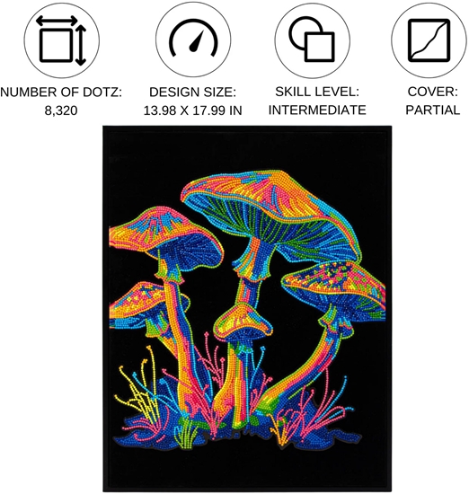 Изображение DIAMOND DOTZ ADULTS FLOCKED NEON MUSHROOMS