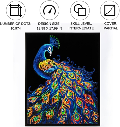 Изображение DIAMOND DOTZ ADULTS FLOCKED NEON PEACOCK