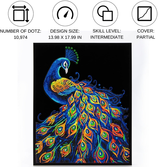 Изображение DIAMOND DOTZ ADULTS FLOCKED NEON PEACOCK