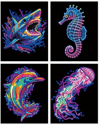 Изображение DIAMOND DOTZ ADULTS FLOCKED NEON SEA LIFE