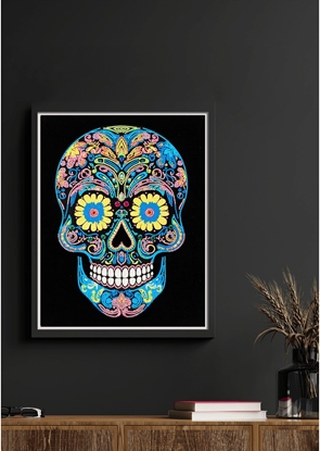 Изображение DIAMOND DOTZ ADULTS FLOCKED NEON SUGAR SKULL