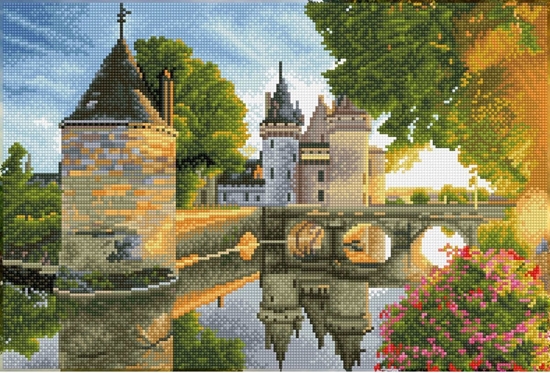 Picture of DIAMOND DOTZ Haft diamentowy Diamond Dotz Zamek nad rzek 60x43cm DQ12002