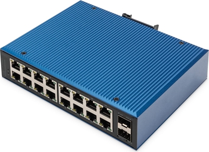 Picture of Digitus 16 port Gigabit Ethernet network switch, industrial, unmanaged, 2 SFP uplink