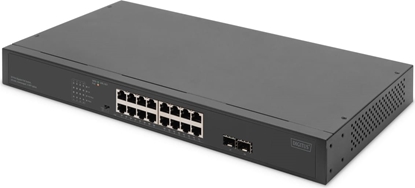 Picture of Digitus 16-Port Gigabit Netzwerkswitch, 19 Zoll, unmanaged,2 Uplink Ports, SFP