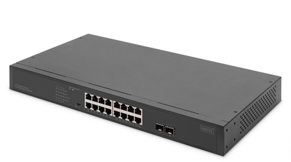 Picture of Digitus 16-Port Gigabit Netzwerkswitch, 19 Zoll, unmanaged,2 Uplink Ports, SFP