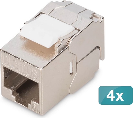 Picture of Digitus CAT 6A compact keystone module, shielded, tool-free mounting connection, 4 pcs.