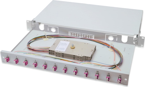 Picture of Digitus Fiber Optic Sliding Splice Box, 1U, Equipped, LC, OM4