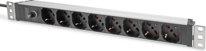 Picture of Digitus Socket strip with aluminum profile and back-up fuse, 8-way Italian output, 2 m cable IEC C14 plug