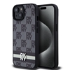 Picture of DKNY - DKNY PU Leather Checkered Pattern and Stripe Case for iPhone 15 Black