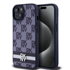 Picture of DKNY - DKNY PU Leather Checkered Pattern and Stripe Case for iPhone 15 Blue