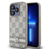 Изображение DKNY - DKNY PU Leather Checkered Pattern and Stripe Case for iPhone 15 Pro Max Beige