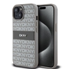 Изображение DKNY - DKNY PU Leather Repeat Pattern Tonal Stripe Case for iPhone 15 Beige