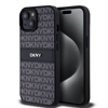 Изображение DKNY - DKNY PU Leather Repeat Pattern Tonal Stripe Case for iPhone 15 Black