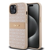 Изображение DKNY - DKNY PU Leather Repeat Pattern Tonal Stripe Case for iPhone 15 Pink