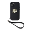 Изображение DKNY - DKNY PU Leather Stack Logo Wrist Strap Case for iPhone 13 Black
