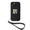 Изображение DKNY - DKNY PU Leather Stack Logo Wrist Strap Case for iPhone 15 Black