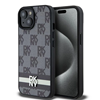 Picture of DKNY DKNY Leather Checkered Mono Pattern & Printed Stripes Case for iPhone 15 Plus / 14 Plus - Black