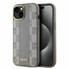 Picture of DKNY DKNY Leather Checkered Mono Pattern MagSafe iPhone 15 Case - Beige