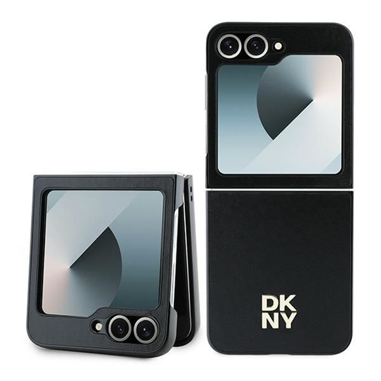 Picture of DKNY DKNY Leather Metal Stack Logo Case for Samsung Galaxy Z Flip 6 - Black